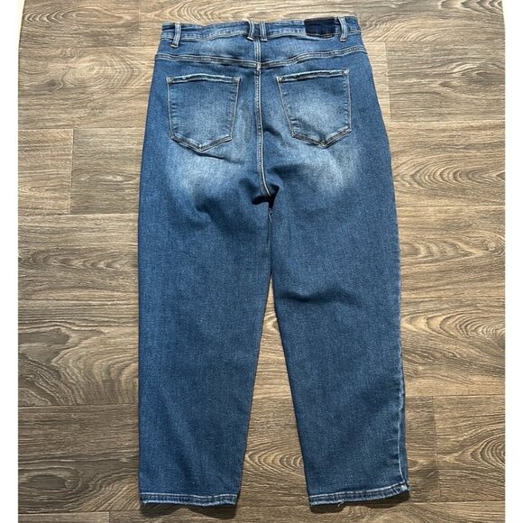 RISEN JEANS Women's Size 2XL Blue High Rise Curved Balloon Jeans Stretch - Picture 2 of 13